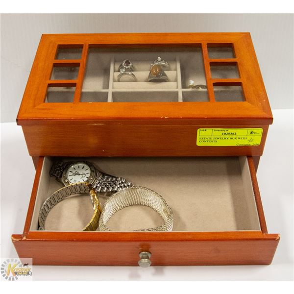 ESTATE JEWELRY BOX WITH CONTENTS