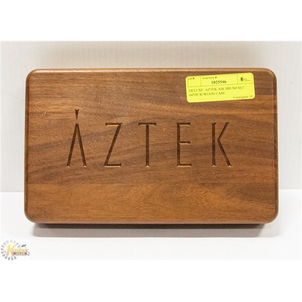 DELUXE  AZTEK AIR BRUSH SET #4709 W/WOOD CASE