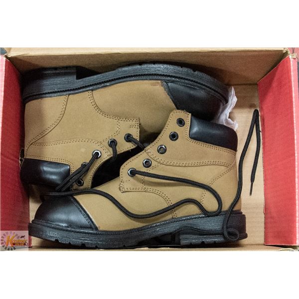 NEW STEEL-TOED SAFETY BOOTS - BROWN - MENS SIZE 7