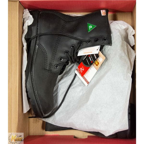 NEW STEEL-TOED SAFETY BOOTS - BLACK - MENS 7.5