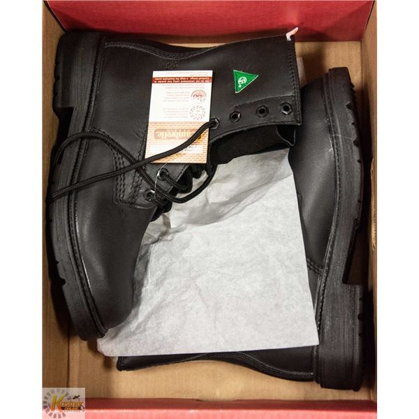 NEW STEEL-TOED SAFETY BOOTS - BLACK - MENS 8