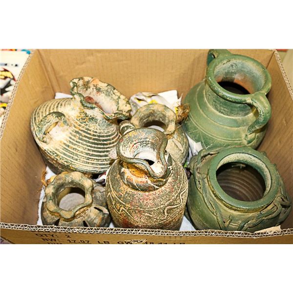 BOX OF ESTATE DECORATIVE CLAY VENETIAN STYLE CLAY