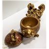 Image 2 : LARGE KOI FISH ORNATE COVERED GOLDEN BOWL