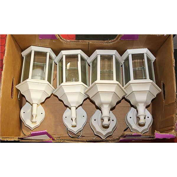 LOT OF 4 OUTDOOR LANTERN STYLE LIGHT FIXTURES