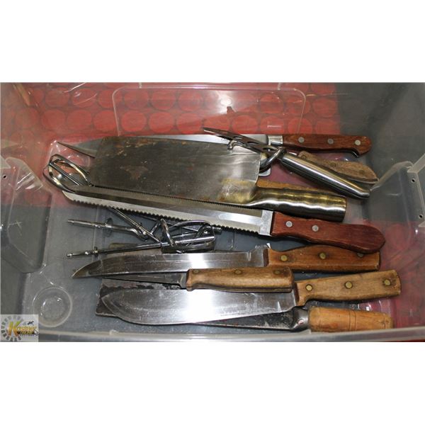 BIN OF BUTCHER KNIVES