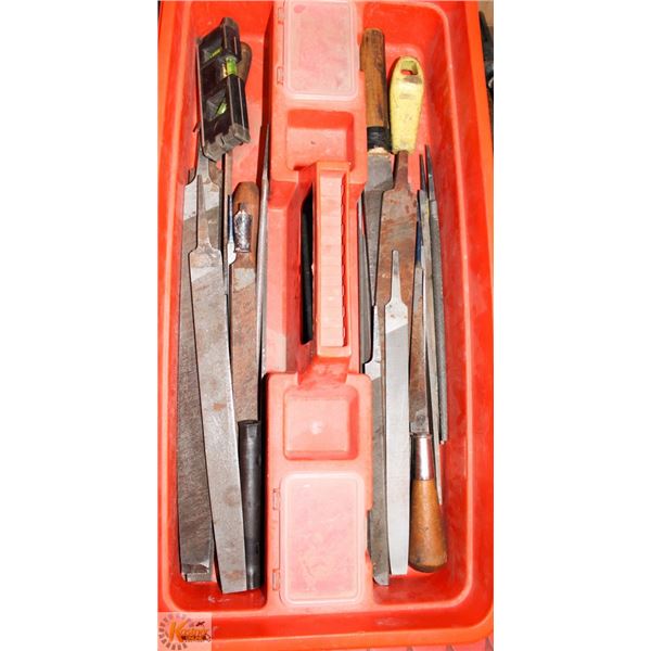 ORANGE TRAY WITH ASSORTED FILES