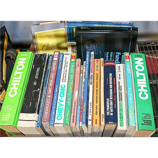 LARGE BOX WITH AUTOMOTIVE REPAIR LIBRARY - VINTAGE