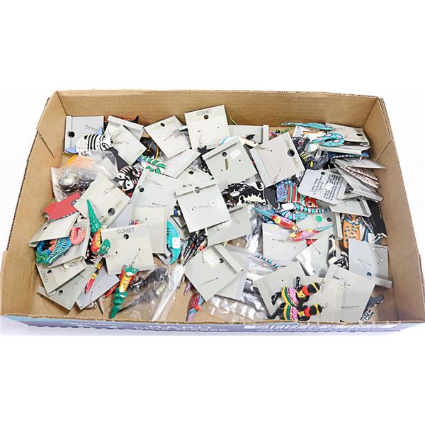 FLAT OF NEW OLD STOCK WOOD CARVED JEWELRY