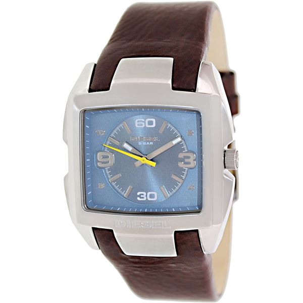 NEW DIESEL BLUE DIAL/ BROWN LEATHER BAND MSRP $249 UNISEX WATCH. JEWELLERY.