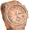 Image 4 : NEW FOSSIL TRIPLE CHRONO ROSE GOLD TONE MSRP $209 38MM CRYSTAL BEZEL WATCH. JEWELRY.