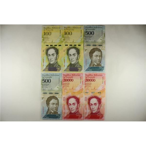 6 PIECES 2017 CRISP UNC VENEZUELA CURRENCY