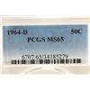 Image 3 : 1964-D 90% SILVER KENNEDY HALF DOLLAR PCGS MS65