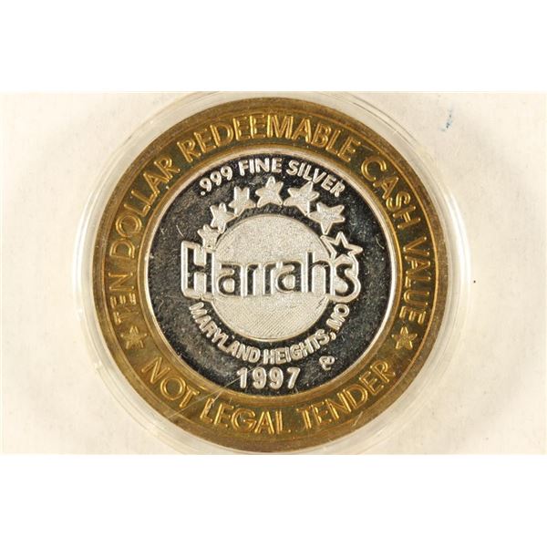 CASINO $10 SILVER TOKEN (UNC) 1997 HARRAH'S