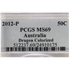 Image 3 : 2012-P AUSTRALIA COLORIZED DRAGON SILVER 50 CENTS