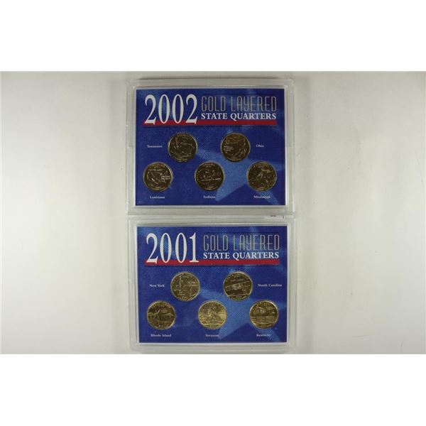 2001 & 2002 GOLD LAYERED 50 STATE QUARTER SETS