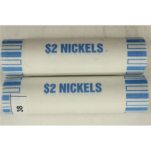 2-$2 ROLLS OF 2010-P JEFFERSON NICKELS BU