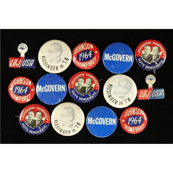 14 VINTAGE POLITICAL BUTTON / PIN BACKS