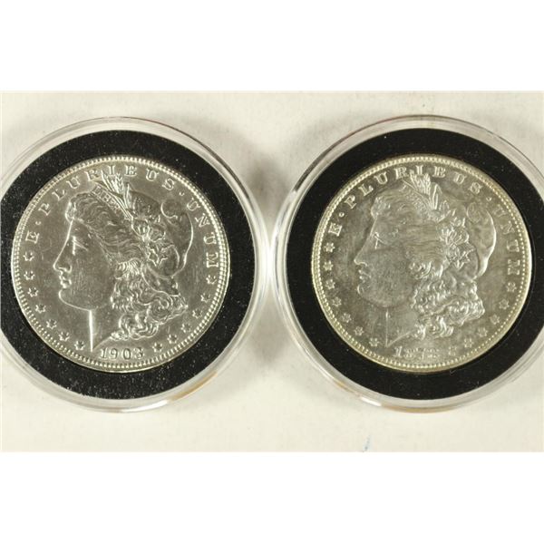 1878-S & 1903-P MORGAN SILVER DOLLARS BOTH AU/BU