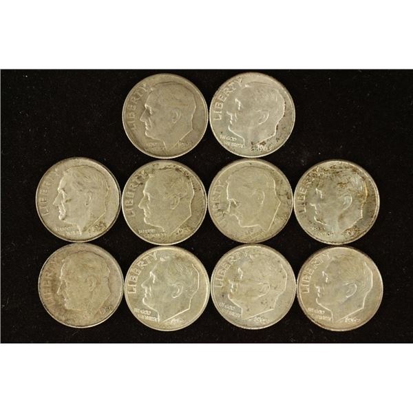 10 ASSORTED SILVER ROOSEVELT DIMES