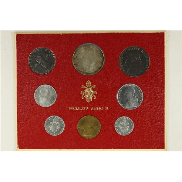 1964 VATICAN 8 COIN MINT SET WITH SILVER