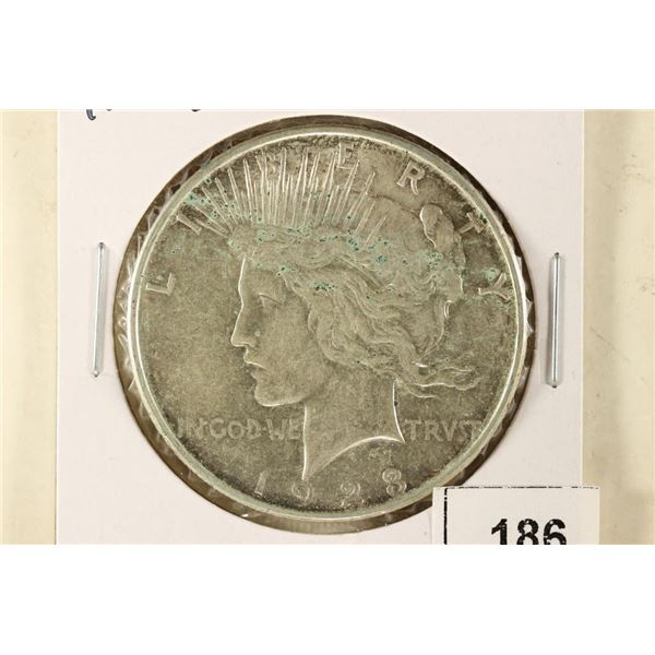 1923-D PEACE SILVER DOLLAR AU / UNC WITH VIRDIGRIS