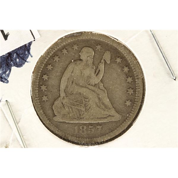 1857 SEATED LIBERTY QUARTER (FINE)