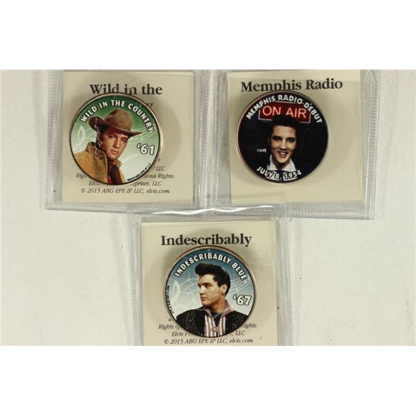 3 ASSORTED ELVIS PRESLEY COLORIZED KENNEDY HALF