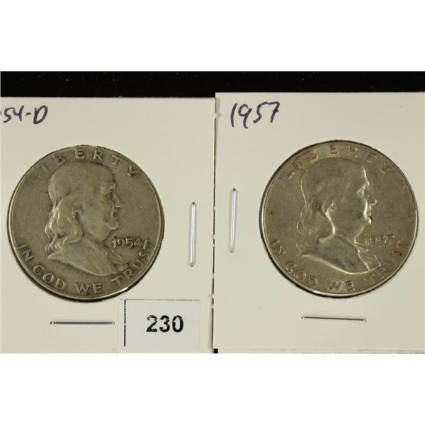 1954-D & 1957 FRANKLIN HALF DOLLARS