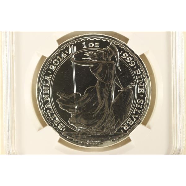 2014 GREAT BRITAIN BRITANNIA SILVER 2 POUND