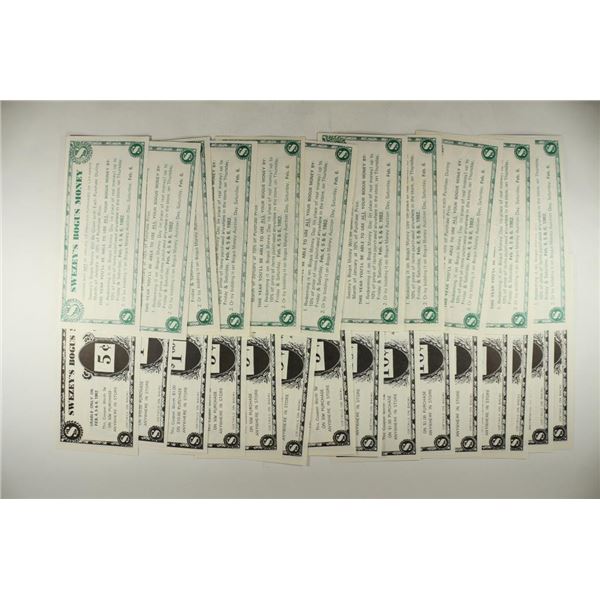 26-1982 SWEZEY'S 5 CENT BOGUS MONEY CRISP UNC