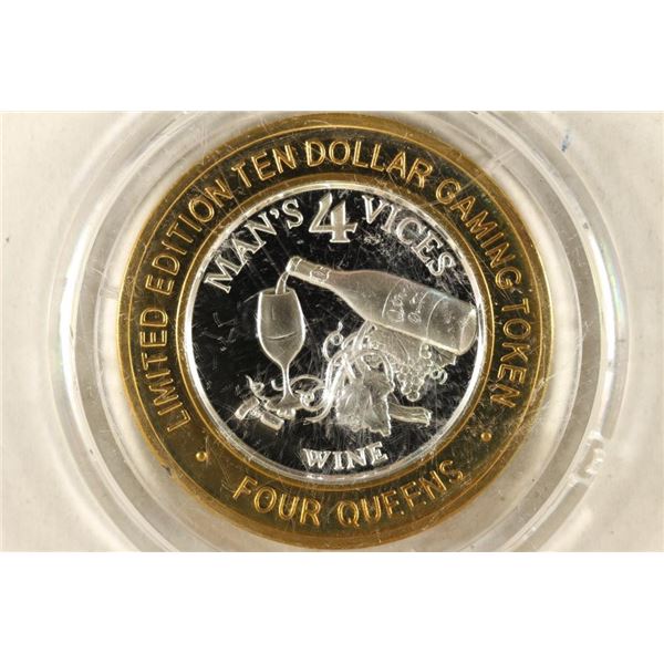 CASINO $10 SILVER TOKEN (UNC) FOUR QUEENS HOTEL