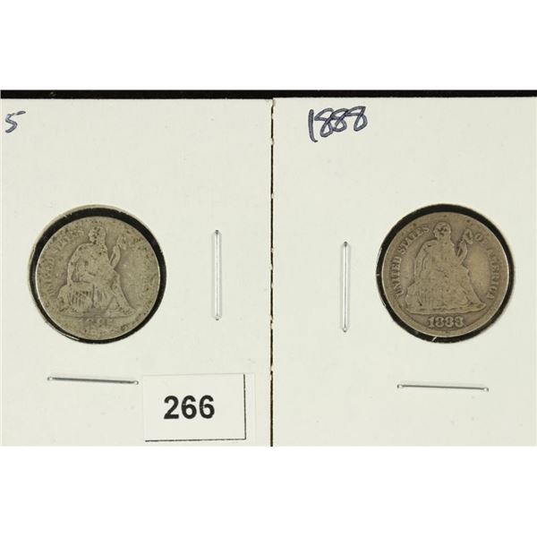 1885 & 1888 SEATED LIBERTY DIMES VERY GOOD'S