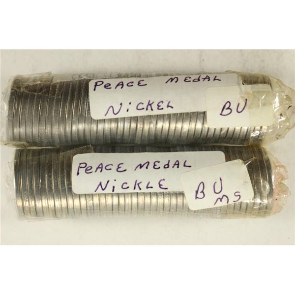 2-$2 ROLLS OF 2004 PEACE MEDAL NICKELS BU