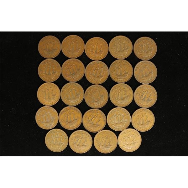 DATE RUN OF 1937-1960 GREAT BRITAIN HALF PENNIES