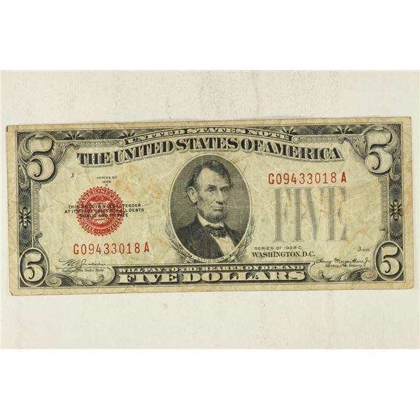 1928-C $5 US RED SEAL NOTE