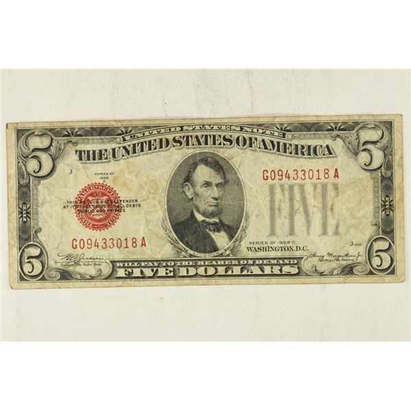 1928-C $5 US RED SEAL NOTE