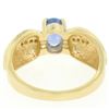 Image 3 : Ribbed 14k Yellow Gold 1.10 ctw Oval Tanzanite Solitaire & Round Diamond Ring