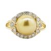 Image 2 : Pearl and Diamond Ring - 18KT Yellow Gold