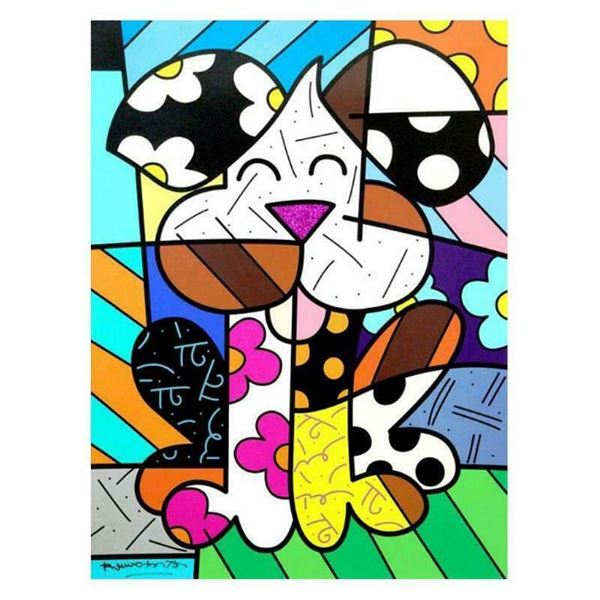 Romero Britto  Andy  LARGE Hand Signed Limited Edition Giclee on Canvas; Authent