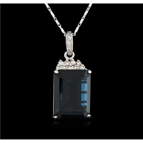 14KT White Gold 31.80 ctw Topaz and Diamond Pendant With Chain