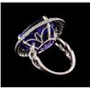Image 3 : 18KT White Gold GIA Certified 30.19 ctw Tanzanite and Diamond Ring