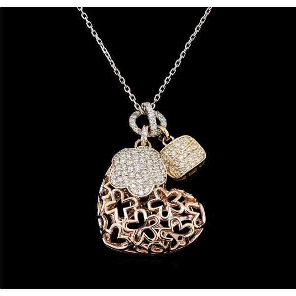 1.08 ctw Diamond Pendant With Chain - 14KT Tri Color Gold