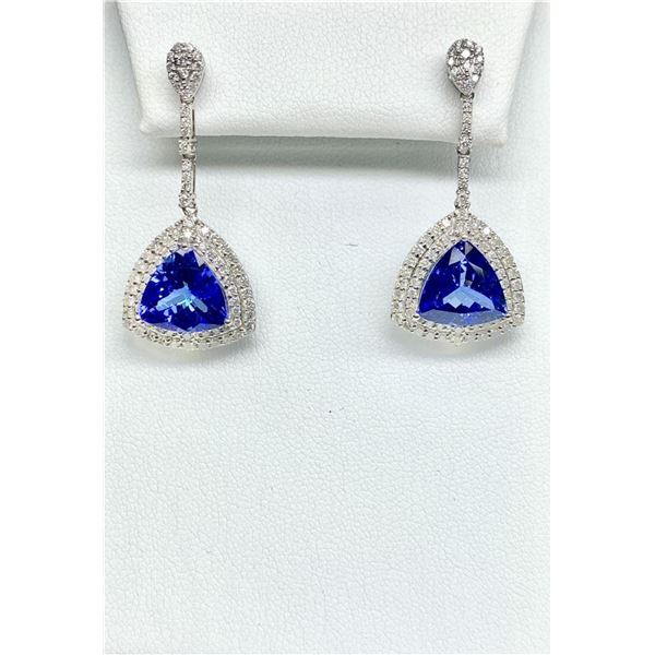 18KT White Gold 8.67 ctw Tanzanite and Diamond Earrings