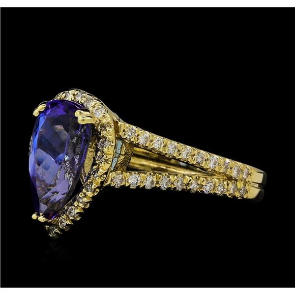 2.43 ctw Tanzanite and Diamond Ring - 14KT Yellow Gold