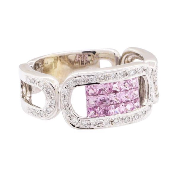 1.03 ctw Pink Sapphire And Diamond Ring - 14KT White Gold