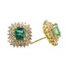 Image 2 : 3.71 ctw Emerald and Diamond Earrings - 18KT Yellow Gold