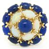 Image 2 : 14k Yellow Gold Opal & Lapis Flower Cluster Dome Cocktail Ring