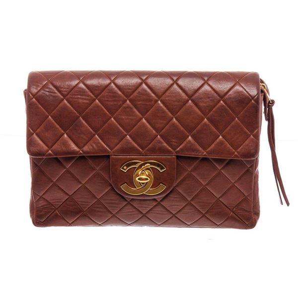 Chanel Vintage Brown Lambskin Leather CC Flap Backpack