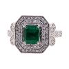 Image 1 : 1.15 ctw Emerald and Diamond Ring - 18KT White Gold