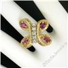 Image 3 : Vintage Detailed 14kt Yellow Gold 1.35 ctw Pear Ruby Round Diamond Open Butterfl